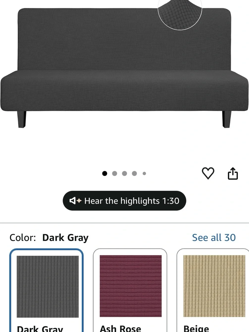 Dark Gray Stretch Futon Cover